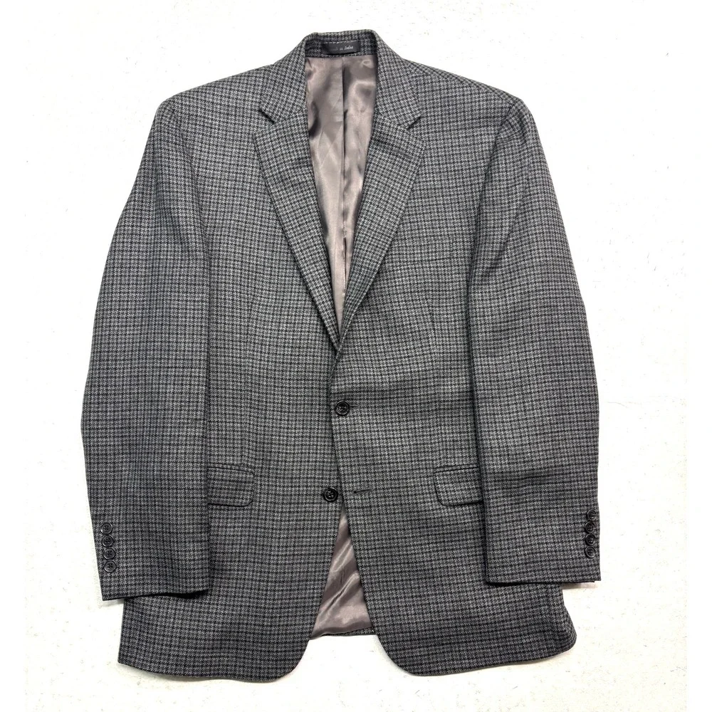 Ralph Lauren 40R‎ Gray Houndstooth Blazer Jacket Sport Suit Coat Flannel Wool